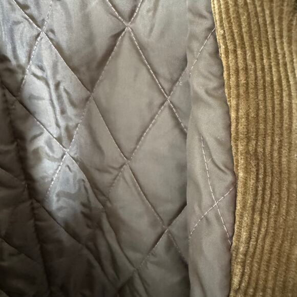 VTG Corduroy Jacket Coat 60s 70s Belted Quilted Pockets Men’s M Tan Retro Chore - Picture 10 of 14